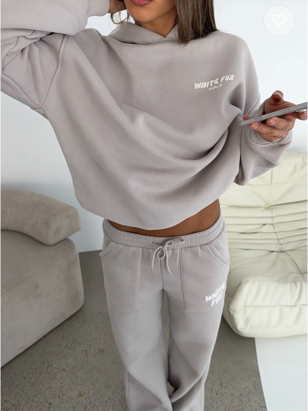 Taupe Women's Sweatshirt and Straight Leg Pants Set